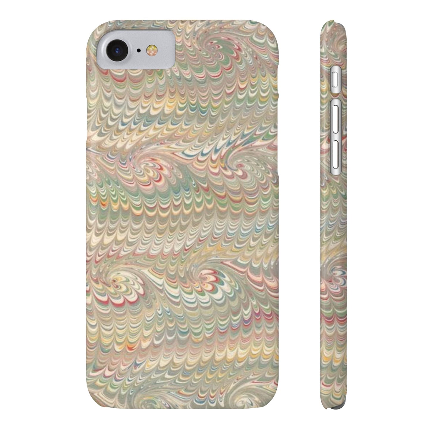 Soft Green and Multi-Colored Marbled Design, Italy Feather Phone Case, Multi-Color, Slim Phone Cases, Case-Mate IPHONE16 and all sizes