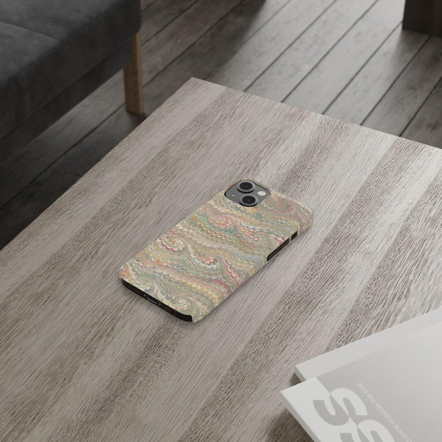 Soft Green and Multi-Colored Marbled Design, Italy Feather Phone Case, Multi-Color, Slim Phone Cases, Case-Mate IPHONE16 and all sizes