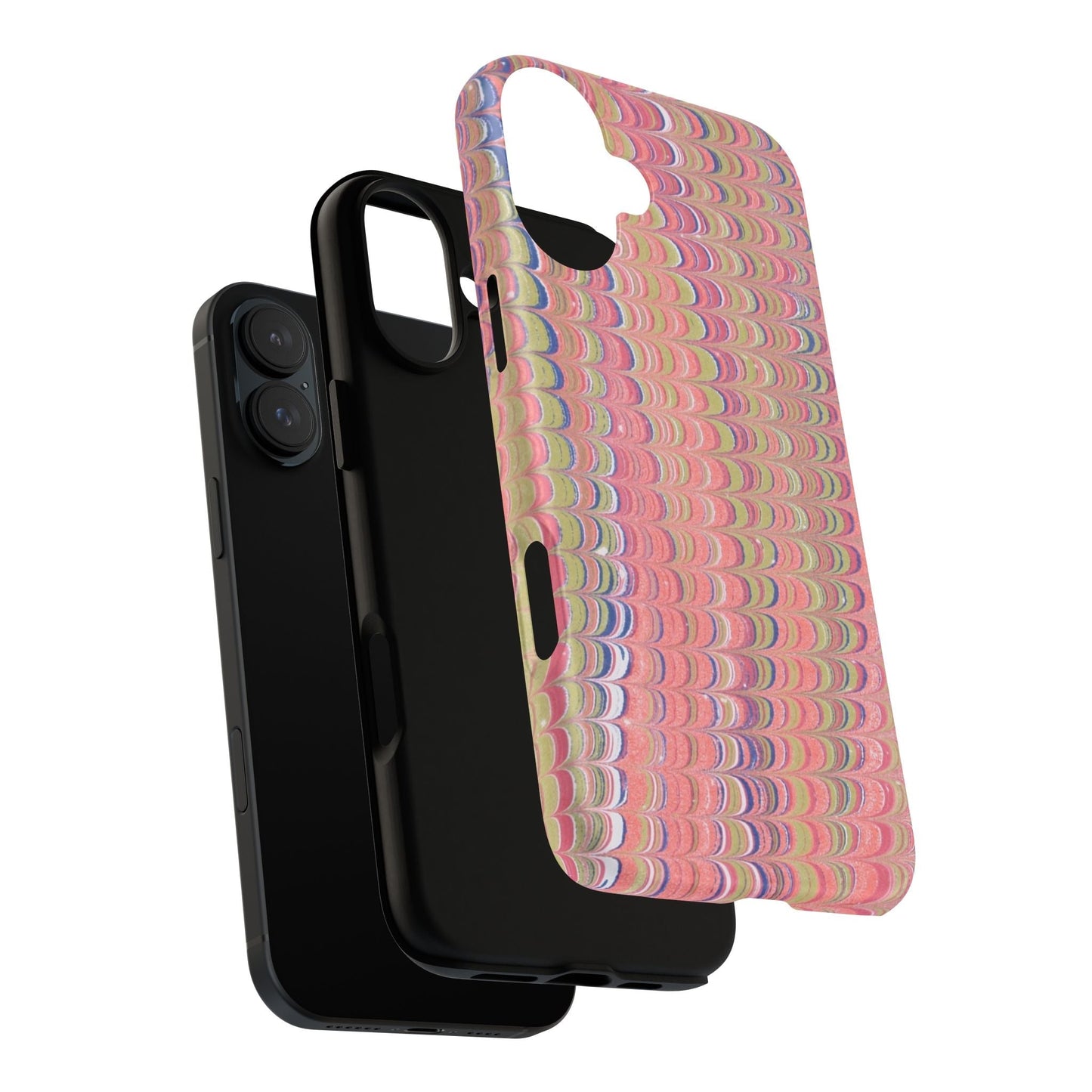 Pink Pastels Feather Marbled Vintage Design iPhone 16 + Samsung + Apple + Google - 2 finishes