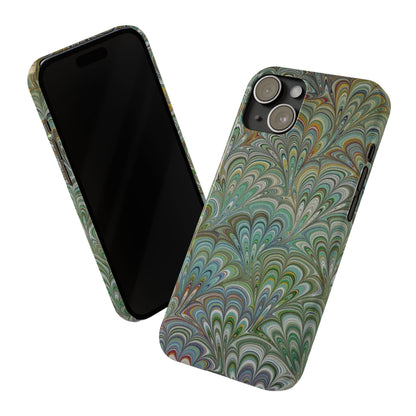 Deep Green Peacock Italian Marbled Design, Italy Feather Phone Case, Multi-Color, Slim Phone Cases, Case-Mate IPHONE16 and all sizes