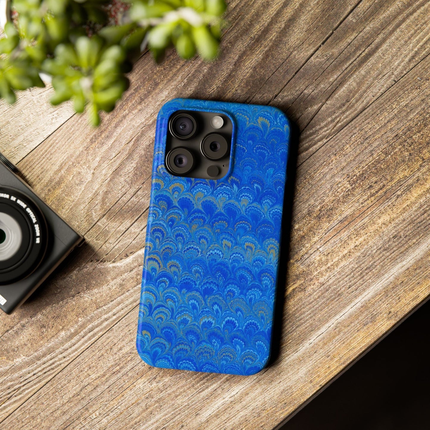 Blue Marbled Design, Italy Feather Phone Case, Multi-Color, Slim Phone Cases, Case-Mate IPHONE16 and all sizes