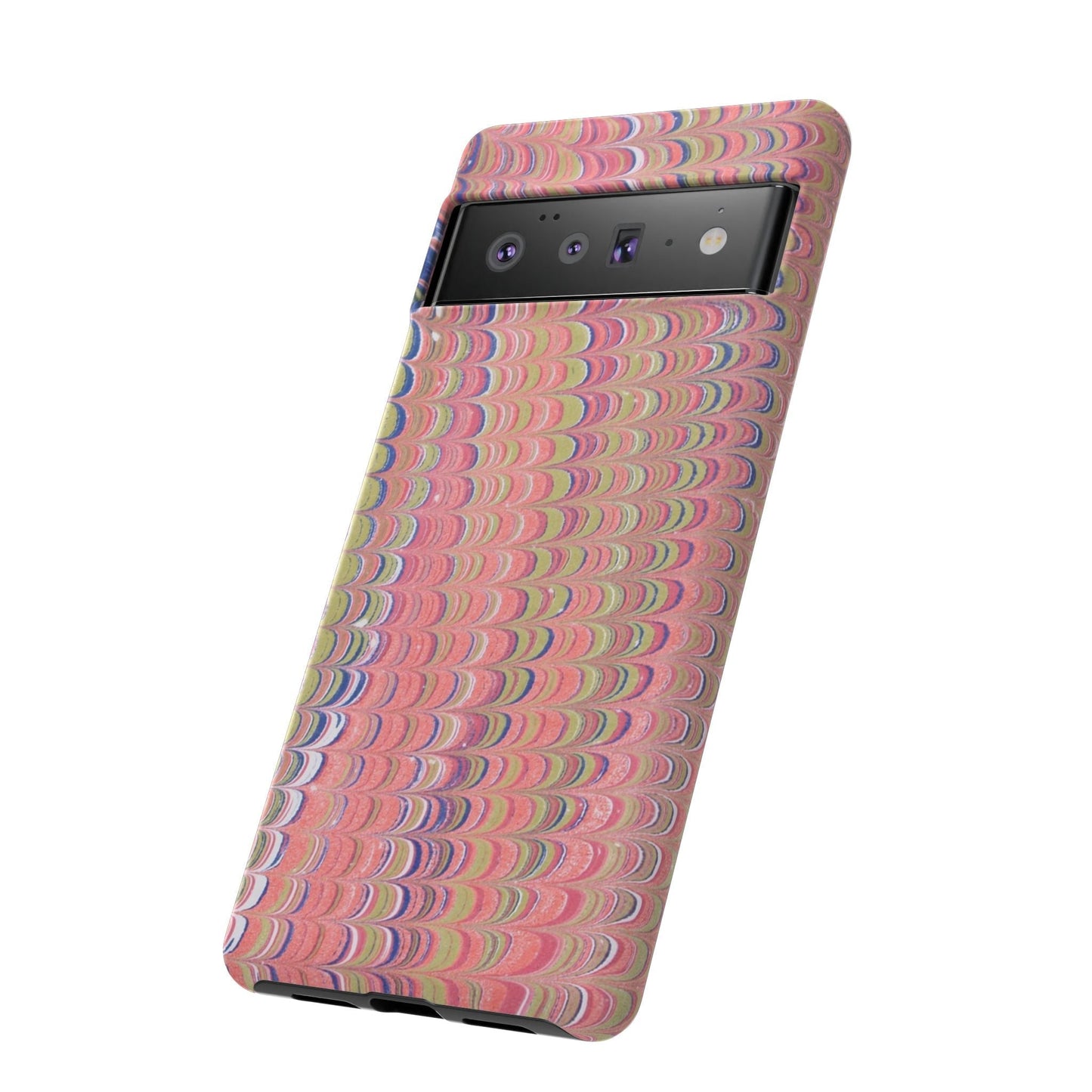 Pink Pastels Feather Marbled Vintage Design iPhone 16 + Samsung + Apple + Google - 2 finishes