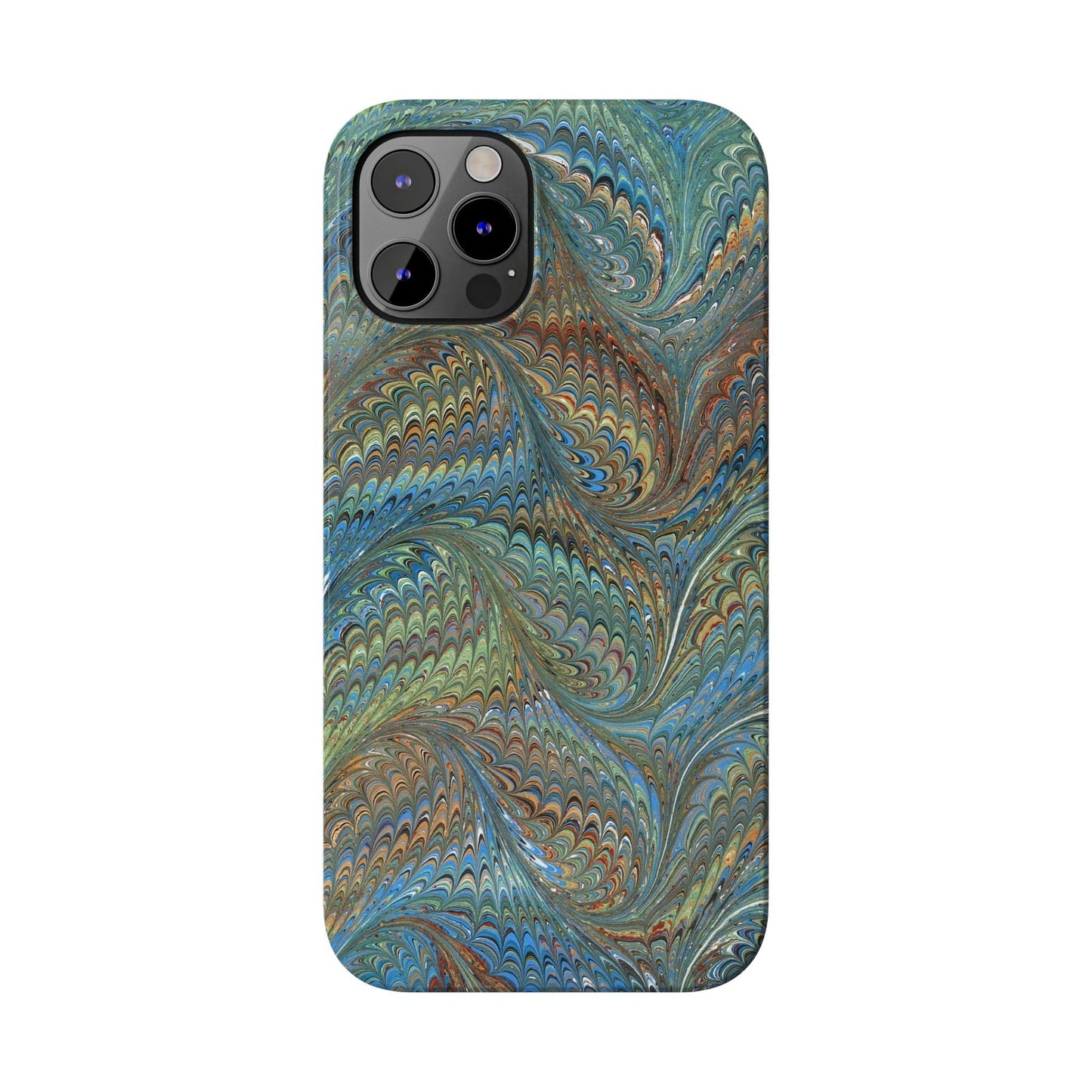 Blue and Green Italian Marbled Swirl Design, Italy Feather Phone Case, Multi-Color, Slim Phone Cases, Case-Mate IPHONE16 and all sizes