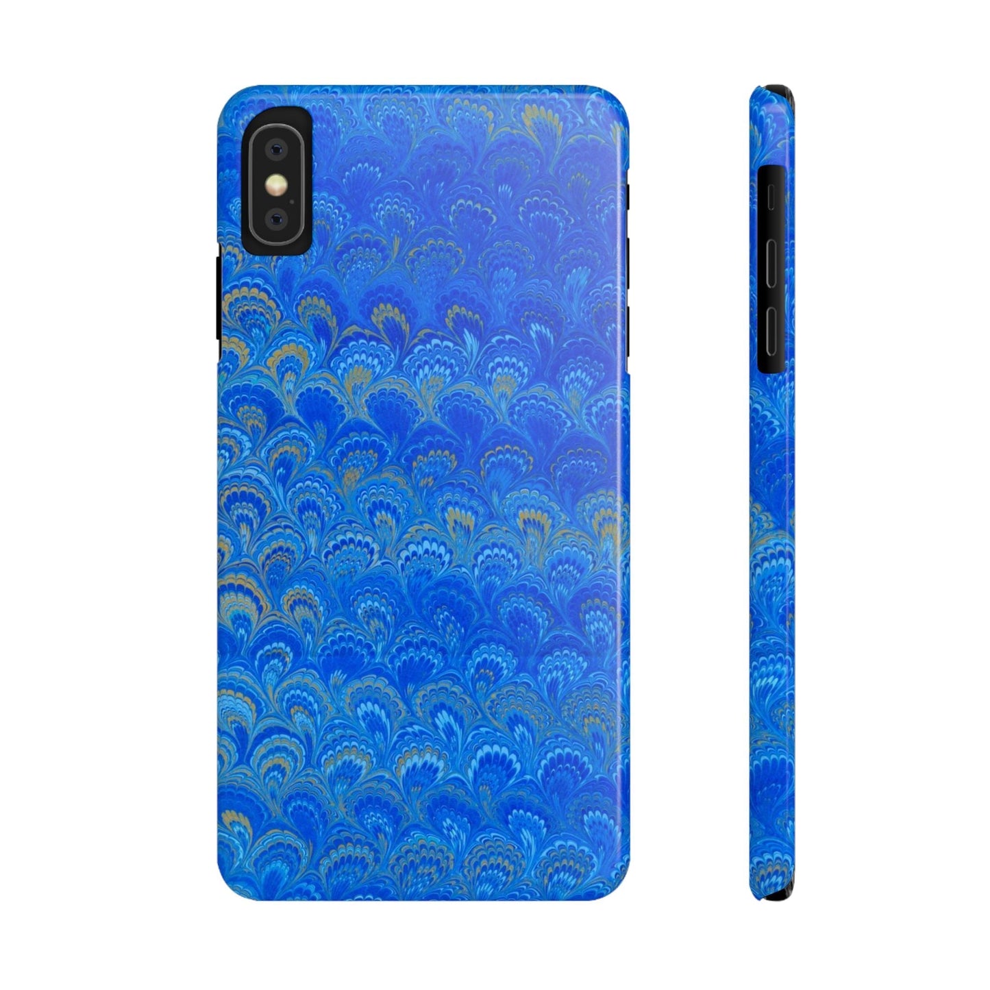 Blue Marbled Design, Italy Feather Phone Case, Multi-Color, Slim Phone Cases, Case-Mate IPHONE16 and all sizes