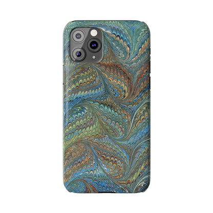 Blue and Green Italian Marbled Swirl Design, Italy Feather Phone Case, Multi-Color, Slim Phone Cases, Case-Mate IPHONE16 and all sizes