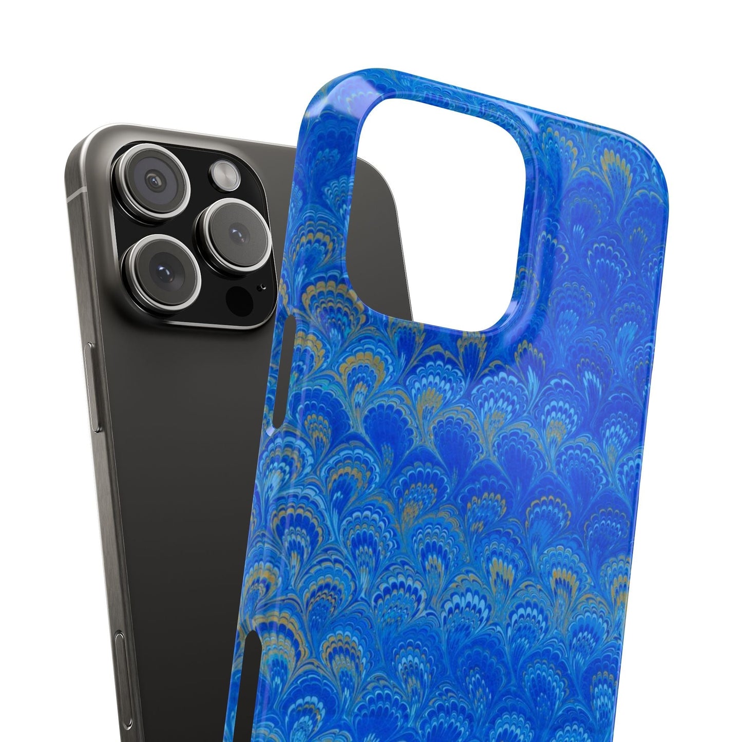 Blue Marbled Design, Italy Feather Phone Case, Multi-Color, Slim Phone Cases, Case-Mate IPHONE16 and all sizes
