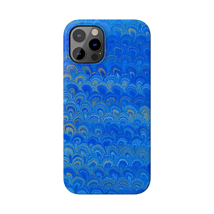 Blue Marbled Design, Italy Feather Phone Case, Multi-Color, Slim Phone Cases, Case-Mate IPHONE16 and all sizes